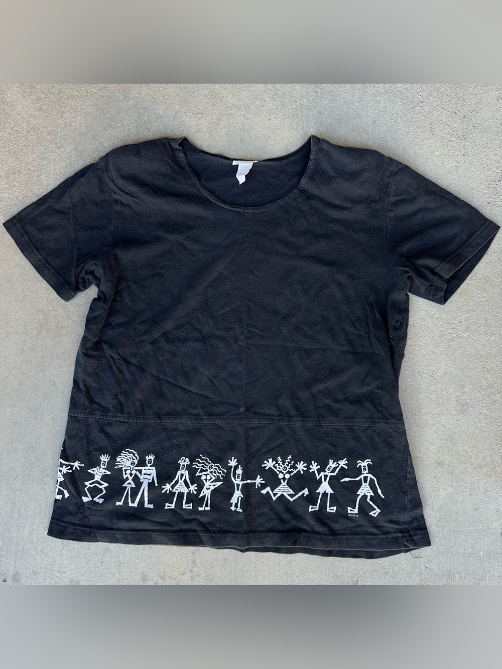 Vintage CITE 1990s Dancing Figures Keith Haring Style Graphic T-Shirt Sz L